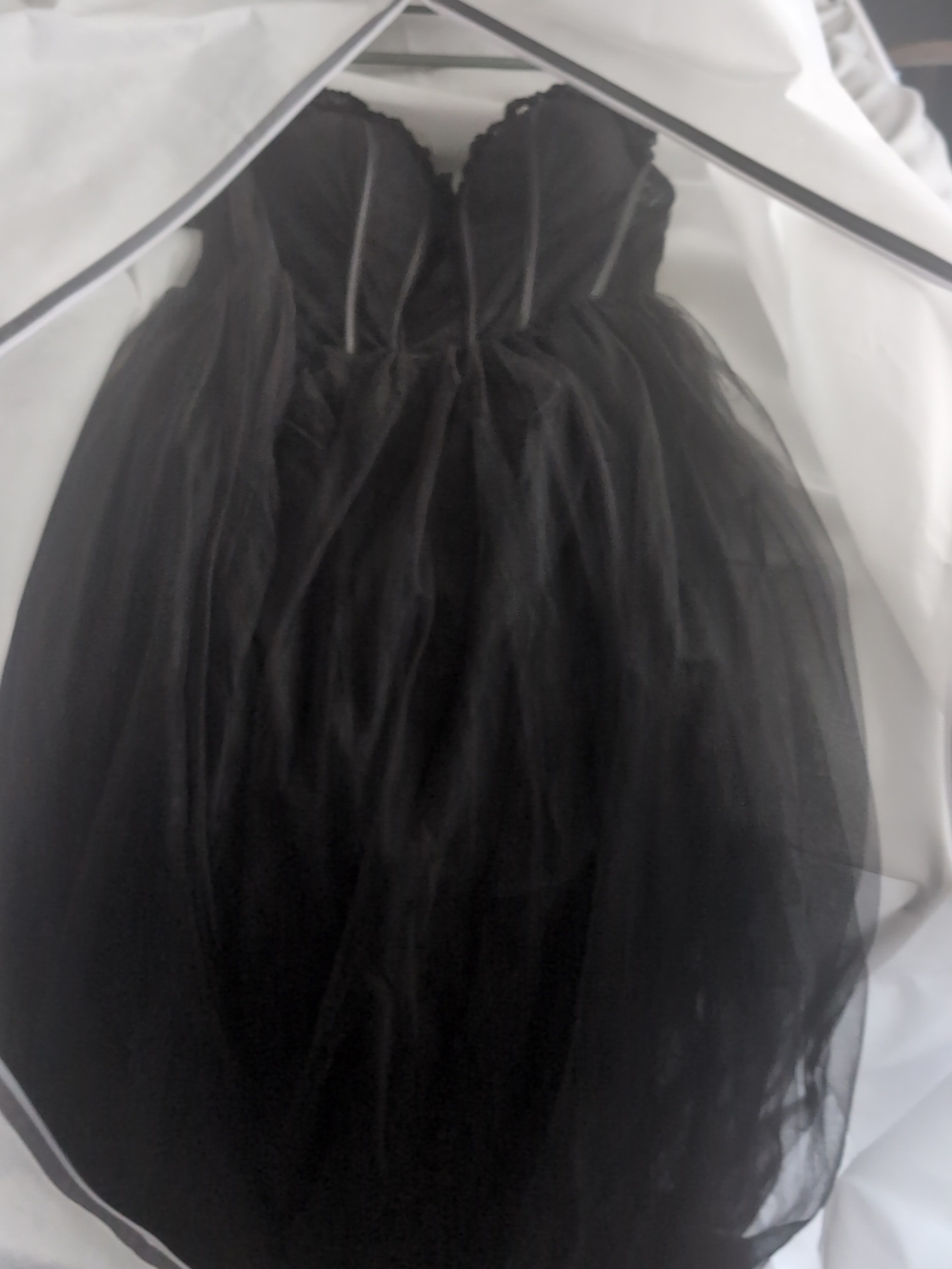 Elegant Off-Shoulder Black Tulle Gown